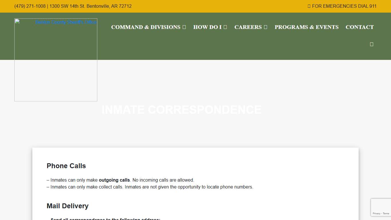 Inmate Correspondence Benton County Sheriff's Office